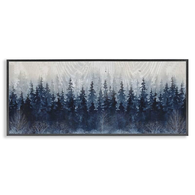 Stupell Rustic Blue Forest Tree Line Fir Woodland Framed Wall Art