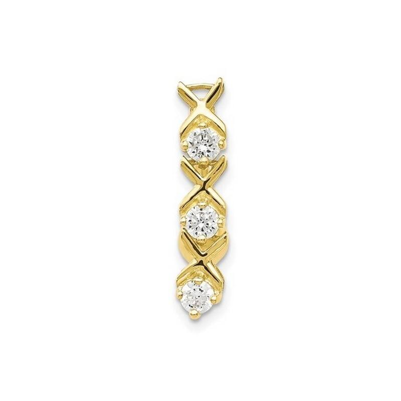 Curata 14k Yellow or White Gold Cubic Zirconia XO Belly Ring Body Piercing (4mm x 15mm)