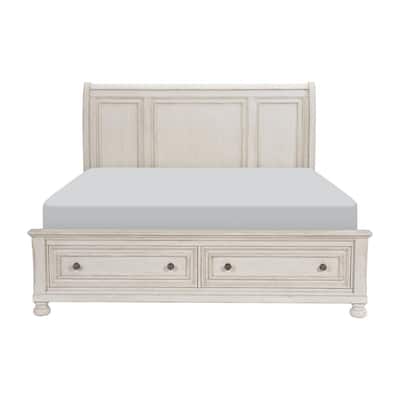 Donald Wire Brushed White Storage Platform Bed
