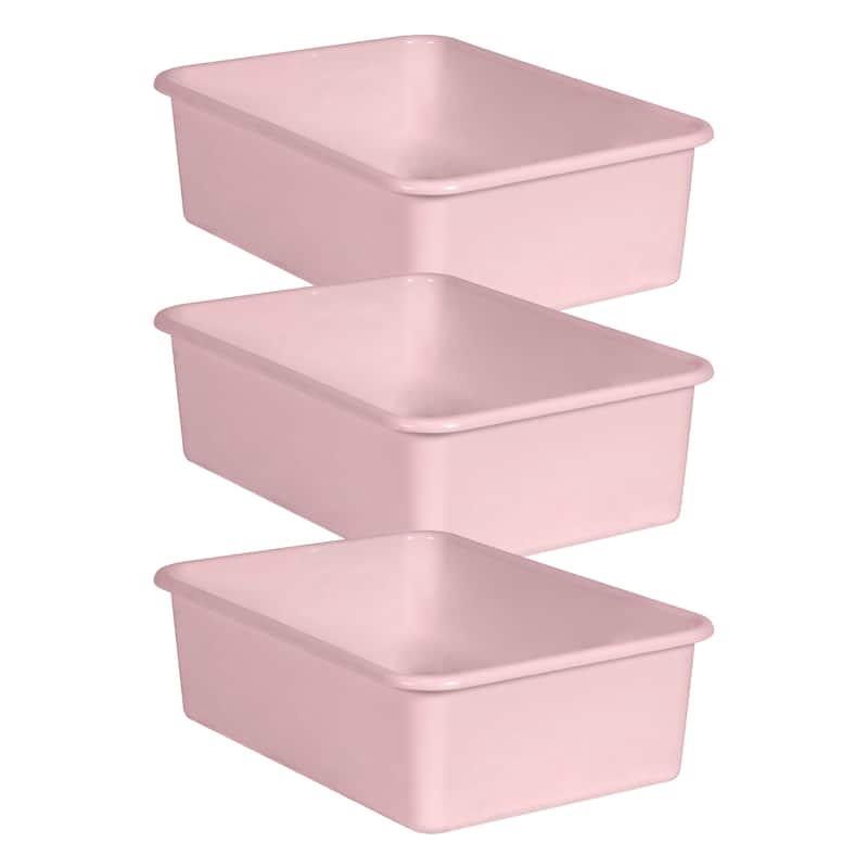 Teacher Created Resources Blush Large Plastic Storage Bin, Pack of 3