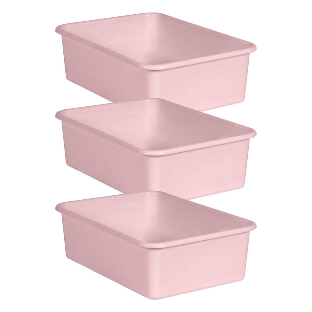 Teacher Created Resources Blush Large Plastic Storage Bin, Pack of 3