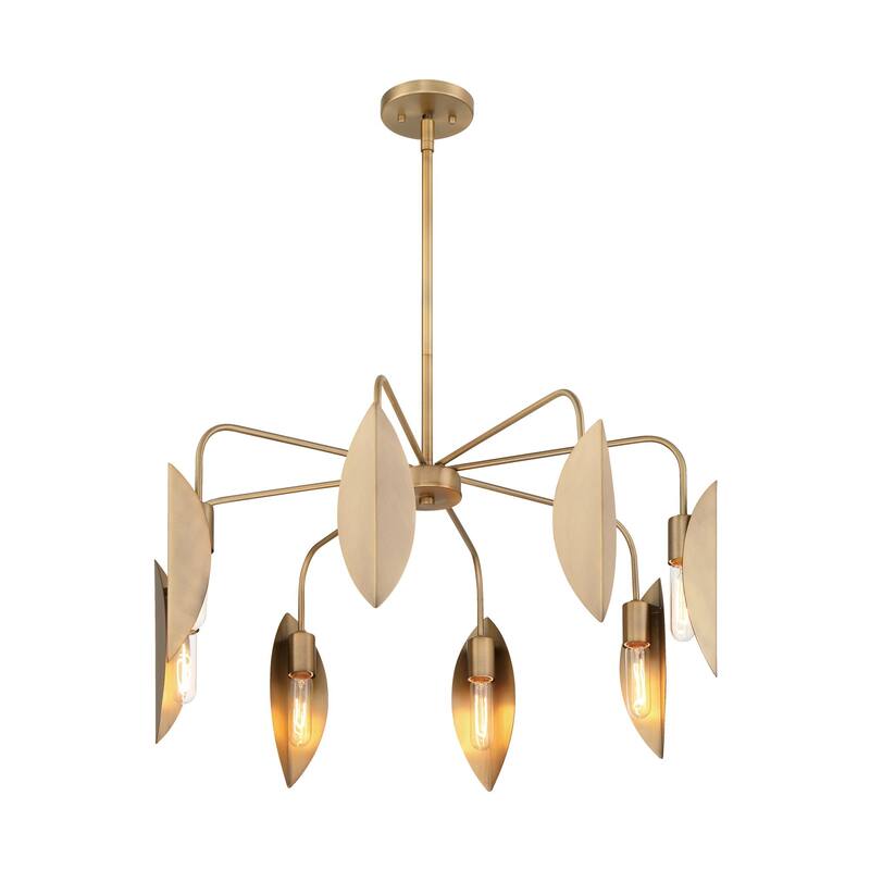 Eden 30 in. 8-Light Old Satin Brass Modern Chandelier with Metal Shades