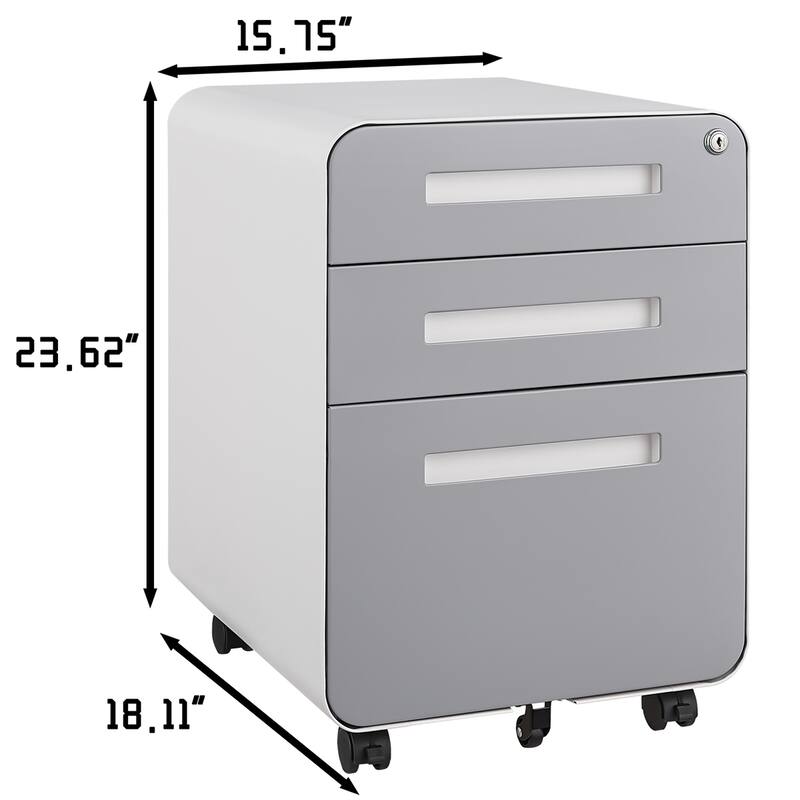 Mobile File Cabinet Under Desk Office,Versatile Storage Cabinet - White+Grey