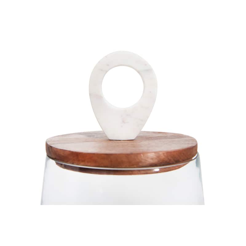 Clear Glass Jar with Mango Wood & Marble Lid