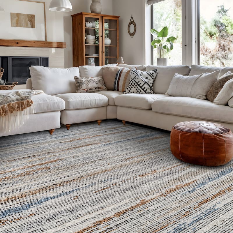 Multi-Tonal Area Rug for Living Room, Entryway, or Playroom - Easy to Clean and Family Friendly