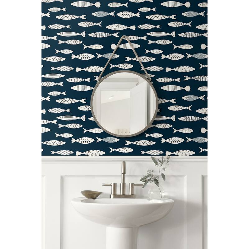 Seabrook Designs Bay Fish Unpasted Wallpaper
