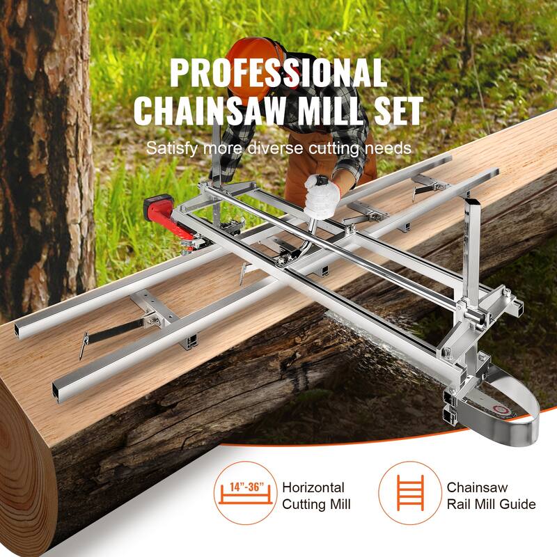 Chainsaw Mill and Rail Mill Guide System for Woodworkers and Carpenters - 14"-36" 9 ft