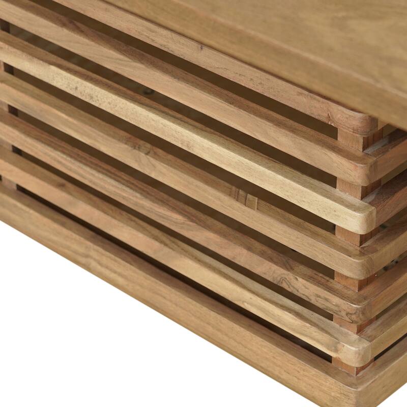 Sevita Round Mango Wood and Marble Modern Coffee Table, 36"W x 36"D x 18"H - 36"W x 36"D x 18"H