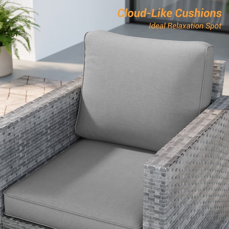 LIVOOSUN 3-Piece Patio Sofa Set Gray Rattan Outdoor Chair with Side Table