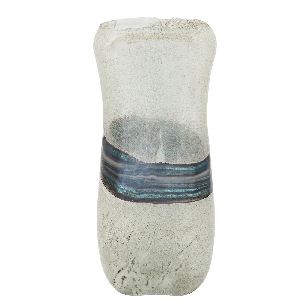 Sagebrook Home Glass Coastal Blue and Gray 14" Azurite Vase
