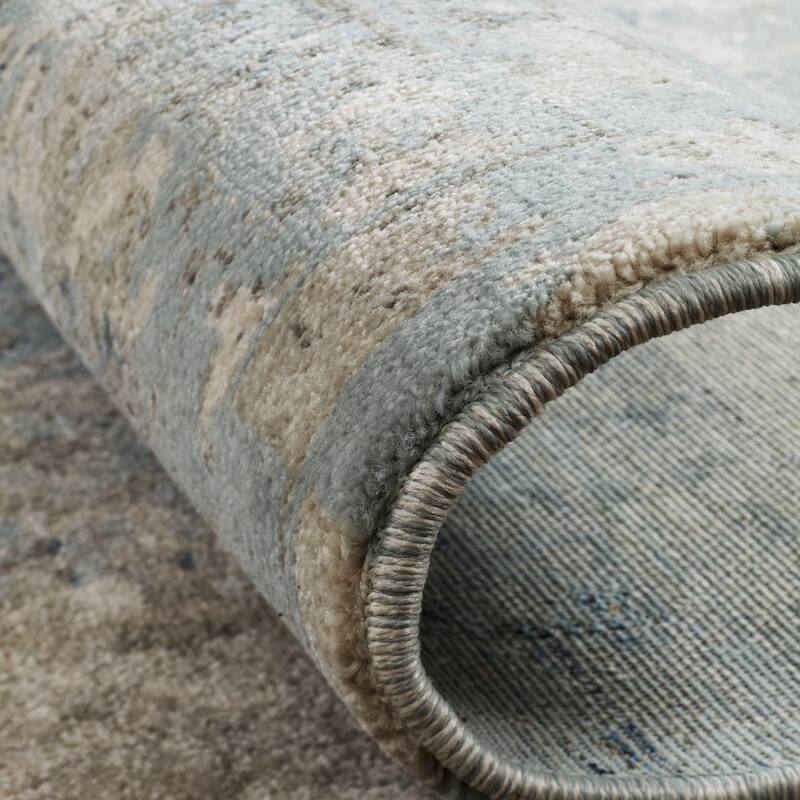 Porch & Den Hofer Distressed Blue and Beige Abstract Geometric Area Rug