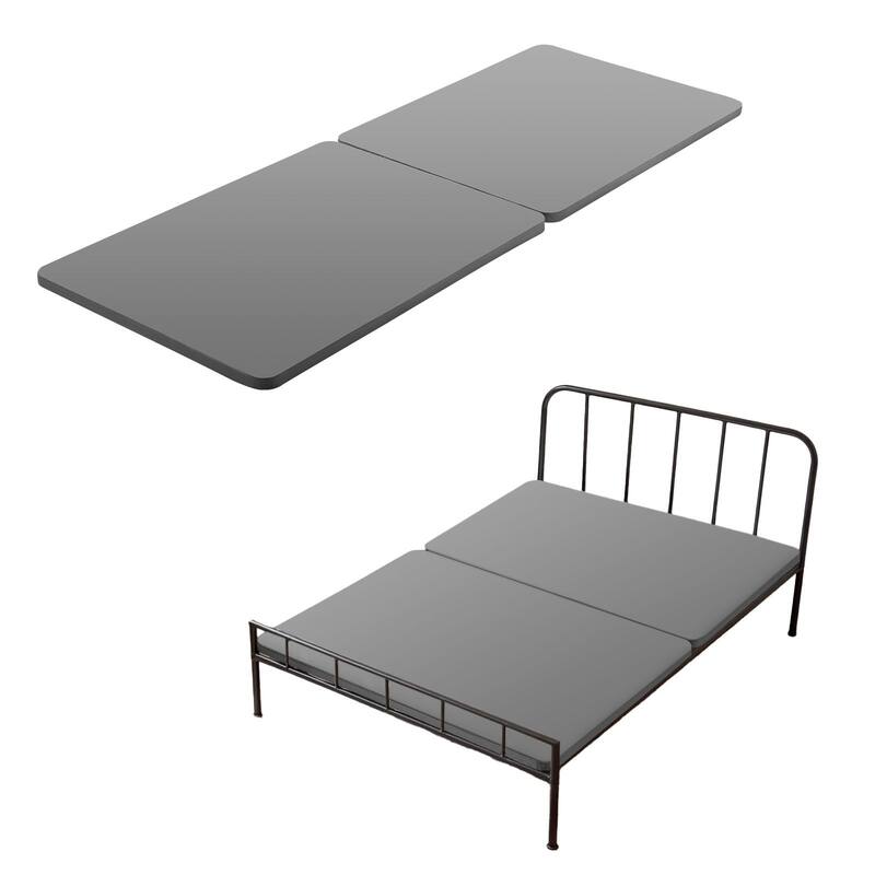 Grey Oxford Fabric Heavy-Duty Wooden Bunkie Board with Modular Design and Breathable Cover