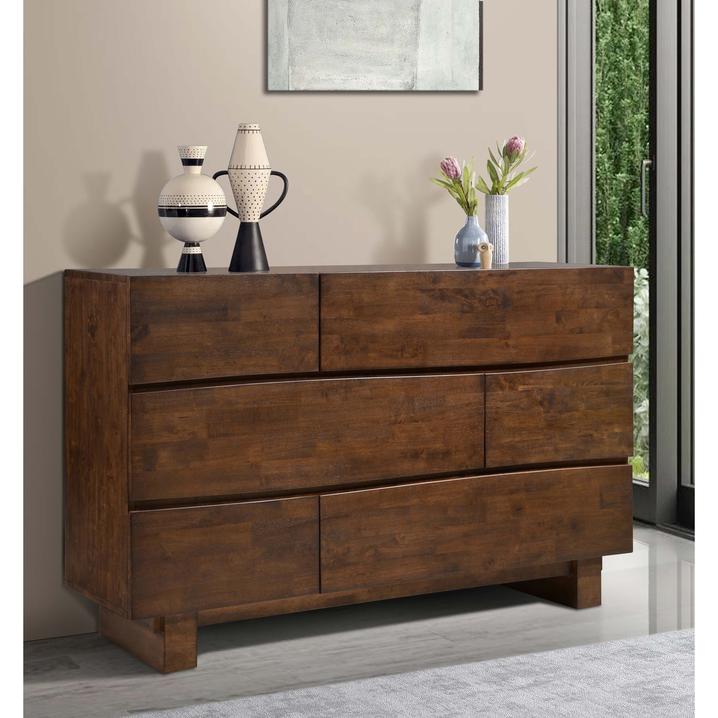 Relay Modern Dark Brown Solid Wooden Space-saving 6 Drawer Dresser Relay Modern Dark Brown Solid Wooden Space-saving 6 Drawer Dresser