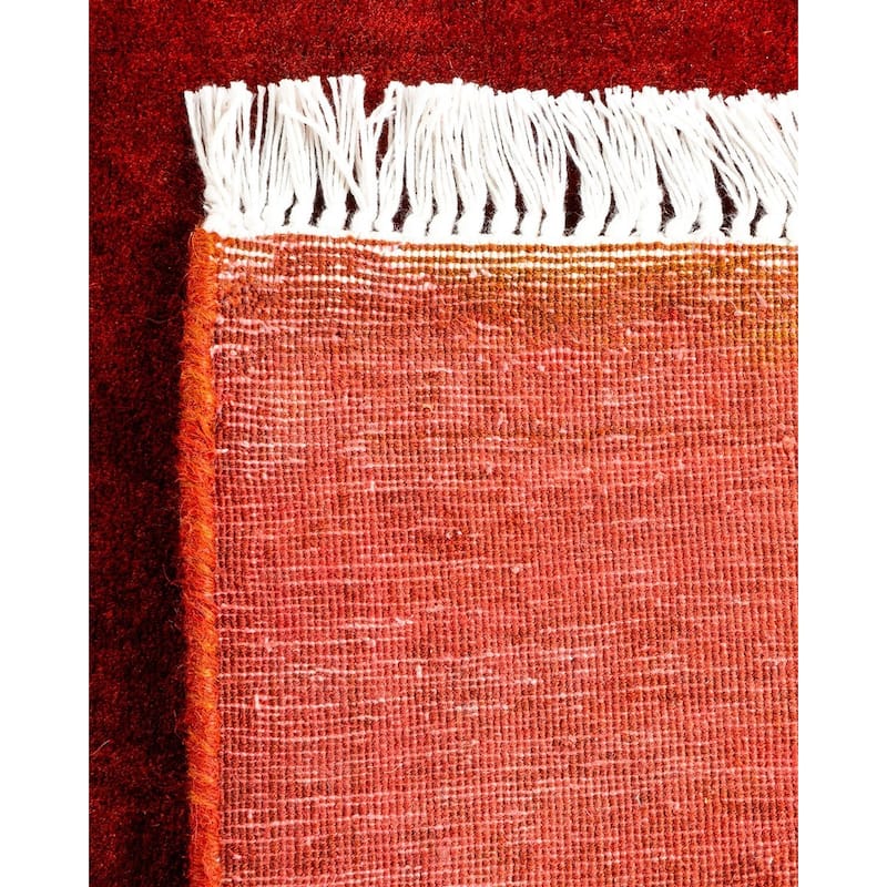 Overton Hand Knotted Wool Vintage Inspired Modern Contemporary Overdyed Red Runner Rug - 2' 8" x 8' 1"
