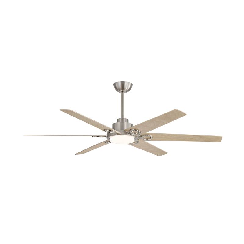 MLiAN 64 in. 6 Playwood Blade Dc Motor Indoor Downrod Gray Standard Ceiling Fan with Remote Integrated LED - 64''
