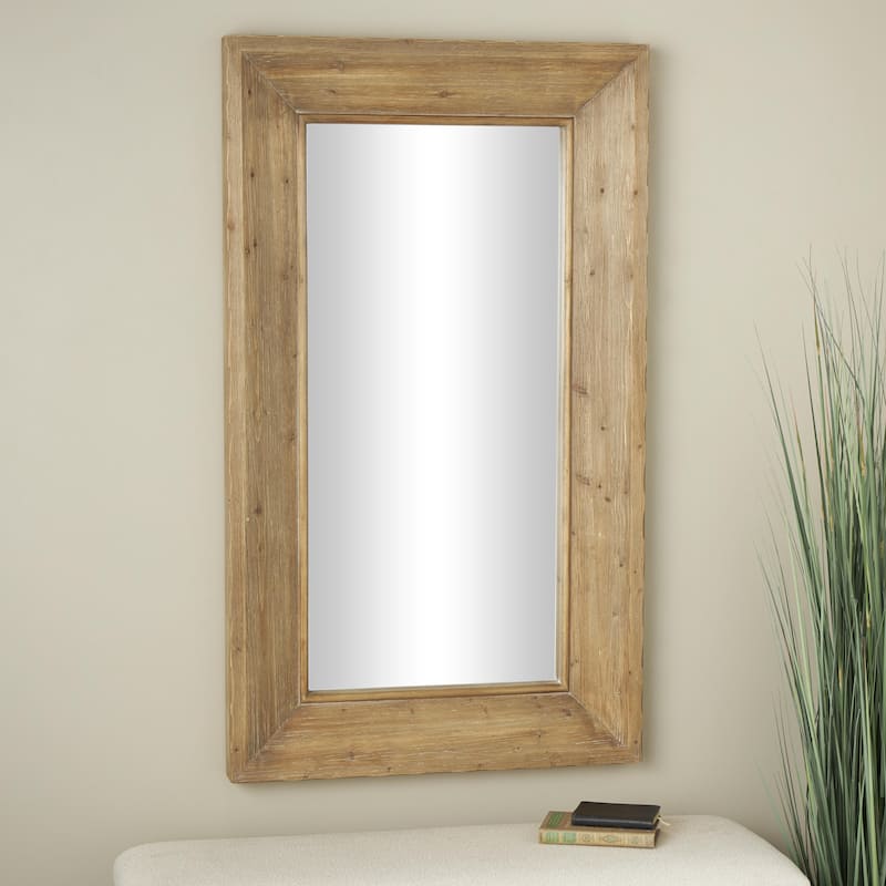 Wood Room Floor Mirror with Natural Wood Grains - Brown - Roche River Decor