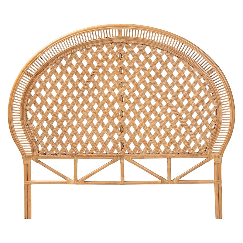 Isabel Rattan Headboard - Handwoven Wicker with Diamond Weave Pattern, Light Honey, Lightweight Coastal Bedroom Décor, Queen