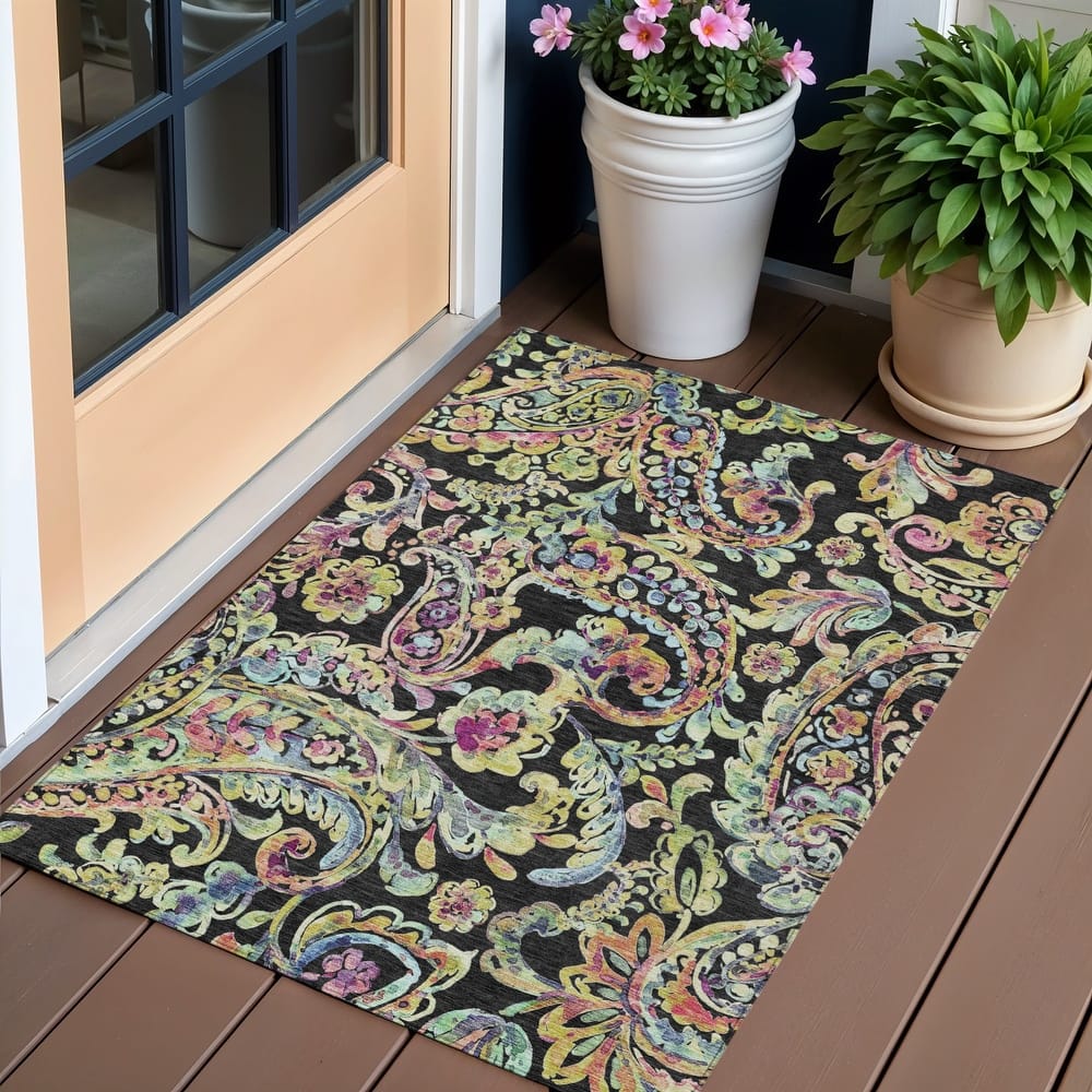 HomeRoots Paisley Transitional Rectangle Outdoor Rug