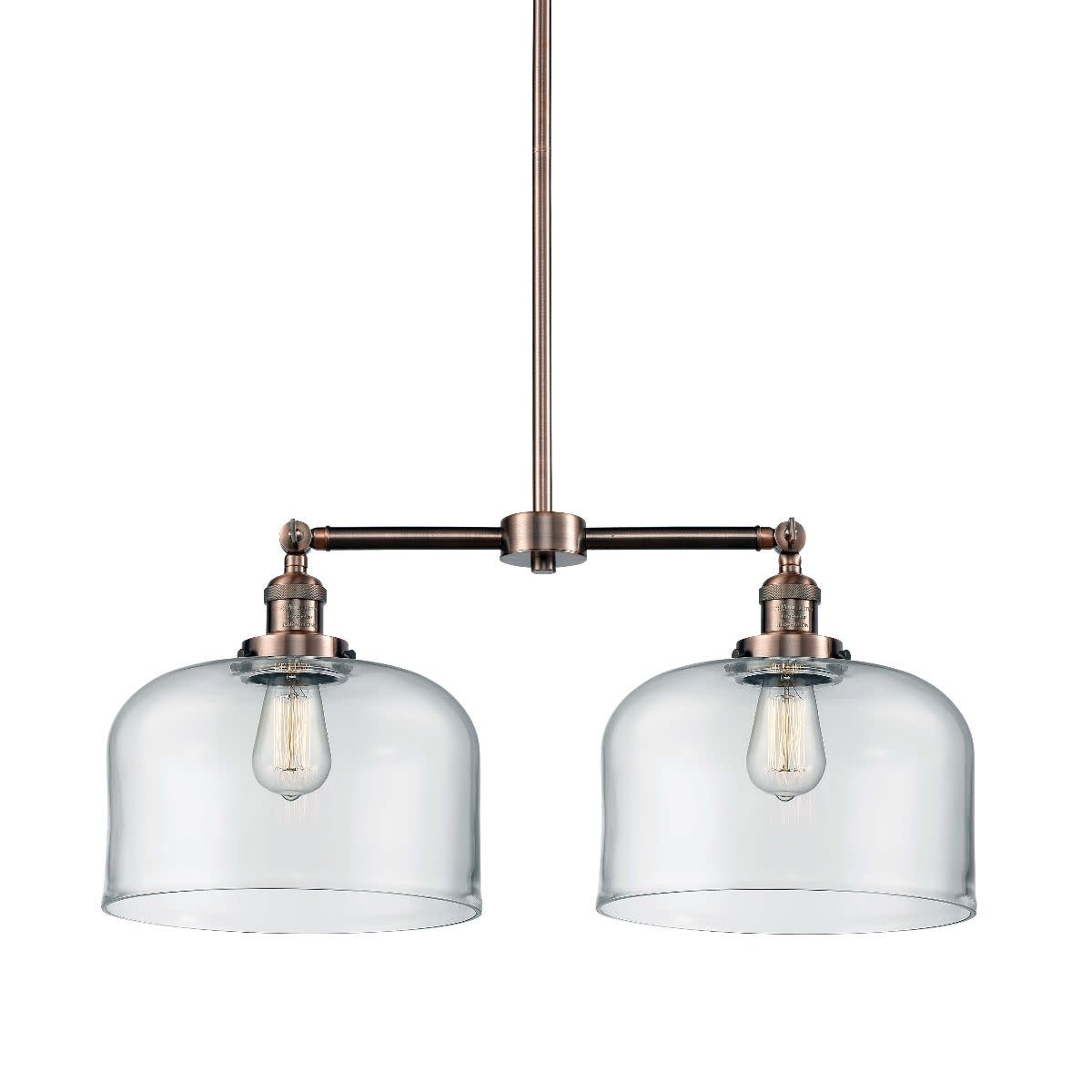 Innovations Lighting 209 X-Large Bell  X-Large Bell 2 Light 21" Wide Linear Chandelier - (Polished Chrome / Seedy) - Chandeliers For Bedrooms by Overstock.com