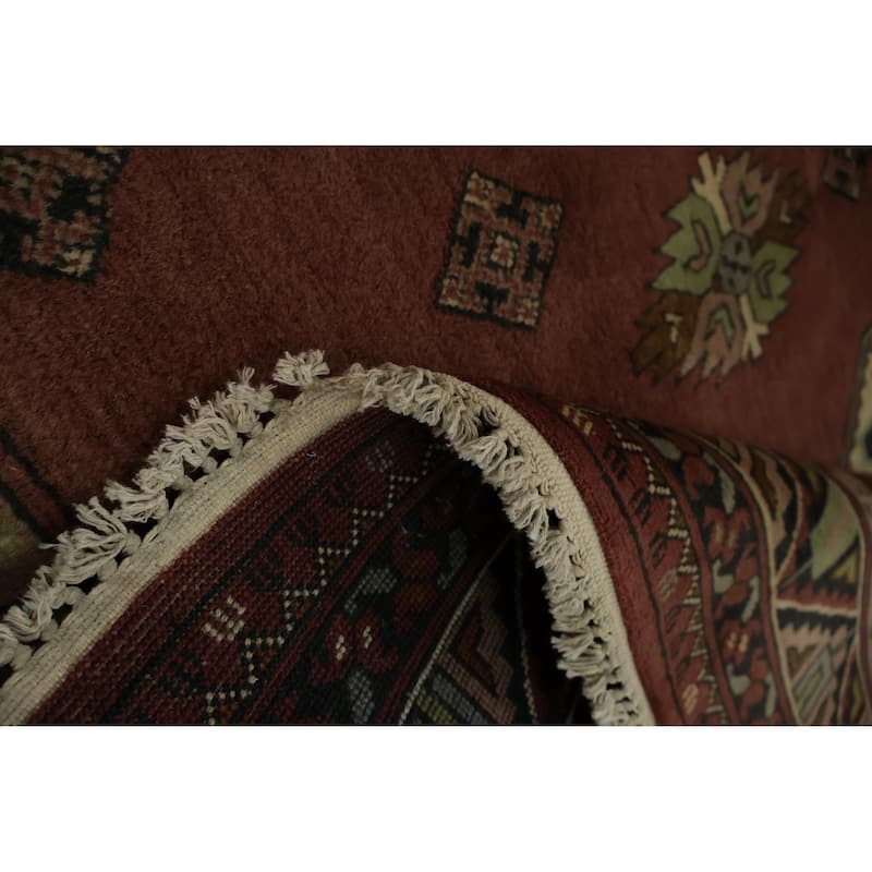 Hand Knotted Oriental 100% Wool Carpet Traditional Geometric Oranges & Rust Balouch Area Rug - 9' 9'' X 6' 7''