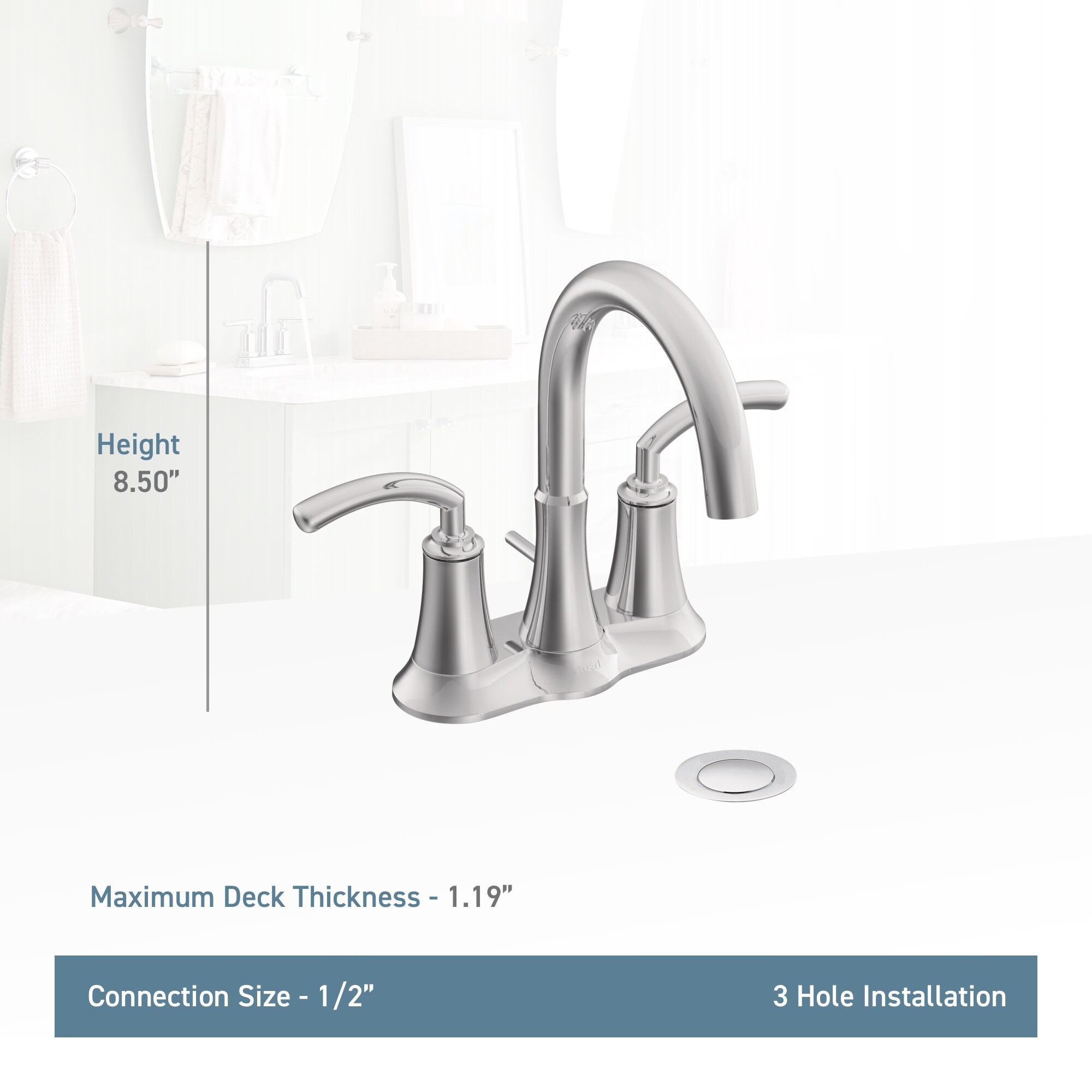 Shop Moen S6510 Double Handle Centerset Bathroom Faucet With And