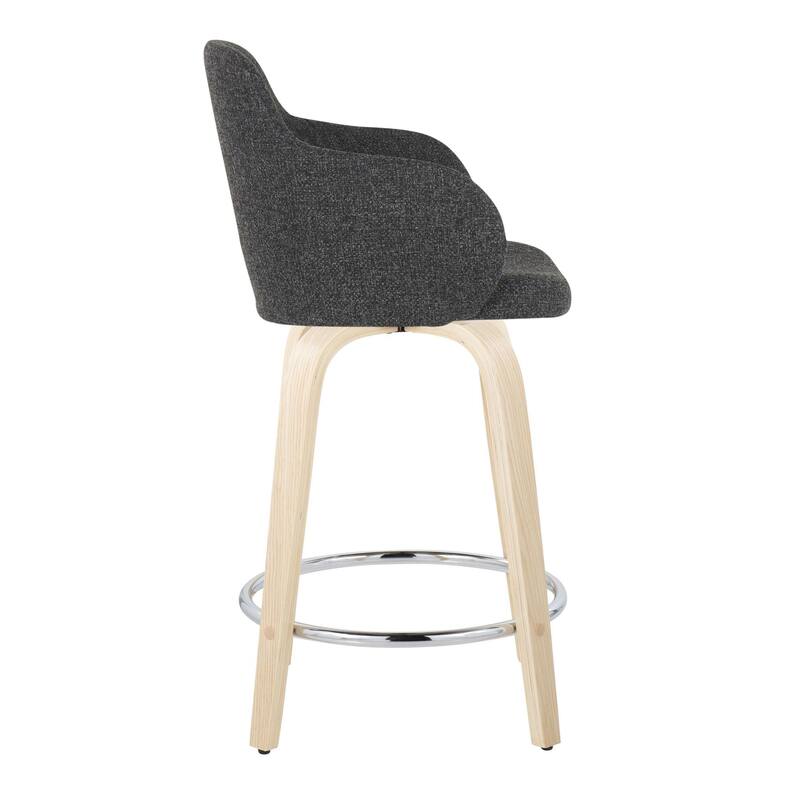 Carson Carrington Iglabo 24" Fixed-Height Counter Stool with Bent Wood Legs and Round Footrest (Set of 2)