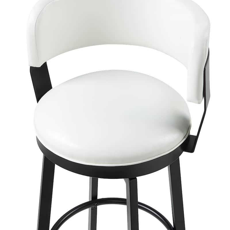 Azalea Park Barrel Back Indoor Adjustable Faux Leather Swivel Barstool - 19.49 W x 18.5 D x 37.8 H"
