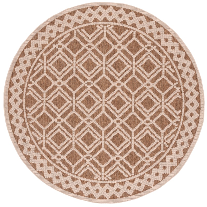 Martha Stewart by SAFAVIEH Washable Fulden Indoor/ Outdoor Waterproof Rug - 6'7" Round - Camel/Beige