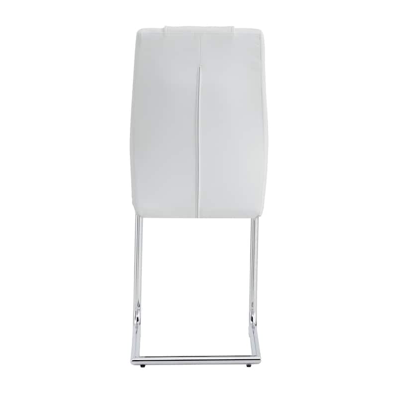 Leather Dining Chair Set of 6 Office Chair with C-Shaped Metal Legs