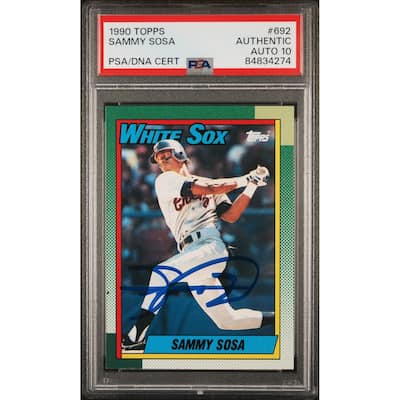 Sammy Sosa 1990 Topps Signed Baseball Rookie Card #692 Auto Graded PSA 10 834274 - 8'6" x 11'6"