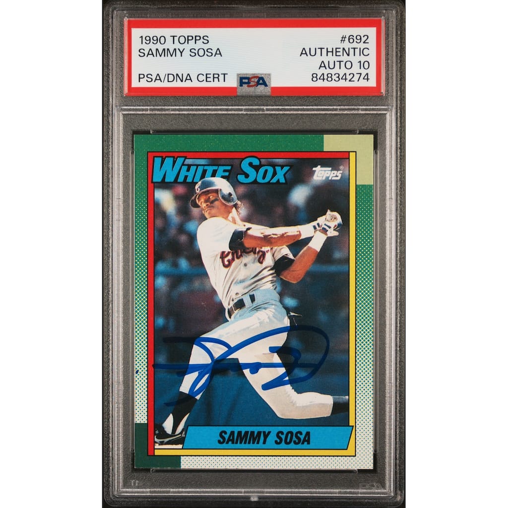 Sammy Sosa 1990 Topps Signed Baseball Rookie Card #692 Auto Graded PSA 10 834274 - 8'6" x 11'6"