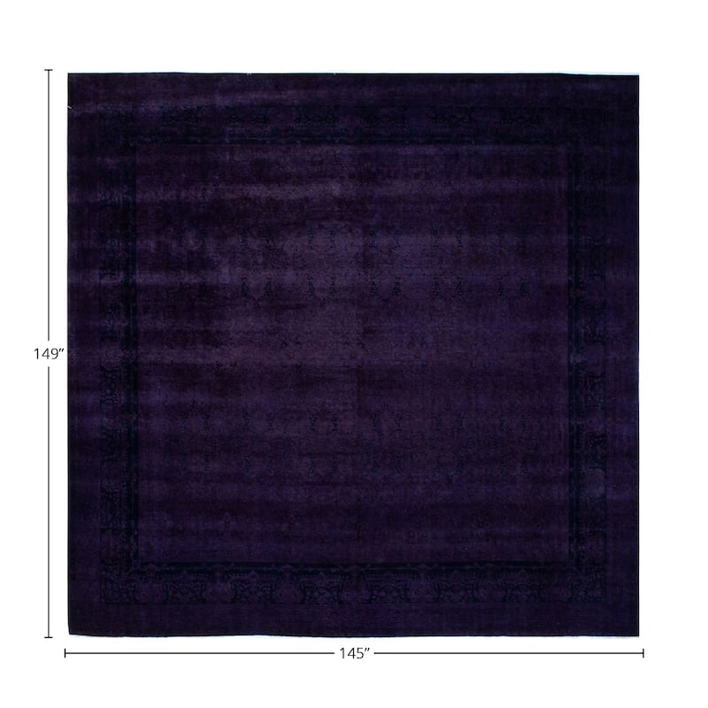 Overton Handknotted Wool Vintage Inspired Contemporary Overdyed Purple Area Rug - 12' 5" x 12' 1"