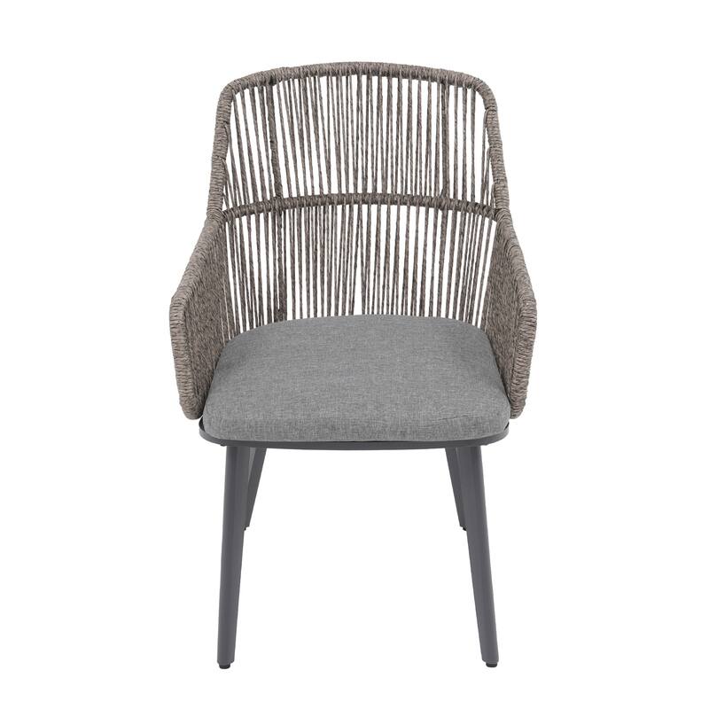 Outdoor Patio Dining Sets with PE Wicker Chairs and X-leg Aluminum Dining Table for 8 Persons