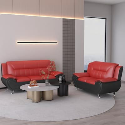 William Street Faux Leather Upholstered 2PCS Living Room Set