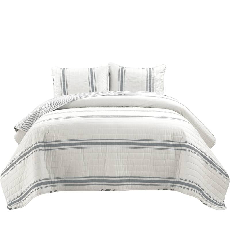 Lush Decor Farmhouse Stripe 3 Piece Quilt Set