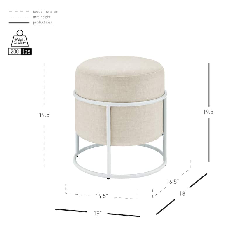 NPD Furniture Ophelia Velvet Round Ottoman with Metal Frame