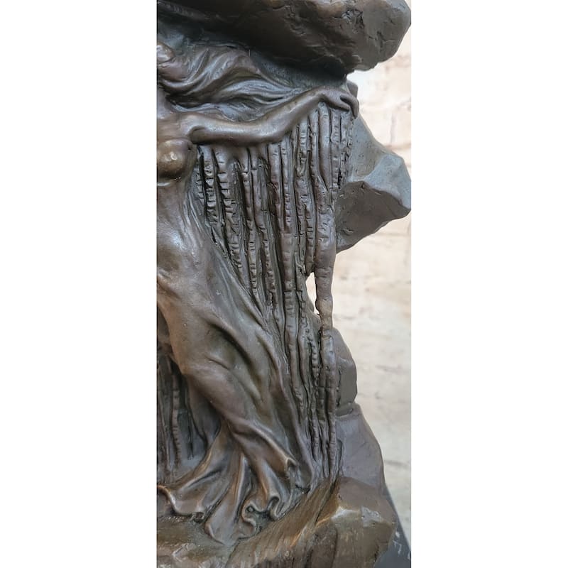 Bronze Waterfall Goddess Dor Sculpture – Mythical Woman Emerging From Rock