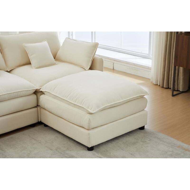 Oversized Modular Sectional Sofa U Shaped Couch Modern 6 Seat Sofa Set with Console, Movable Ottomans, Cup Holders, USB Ports