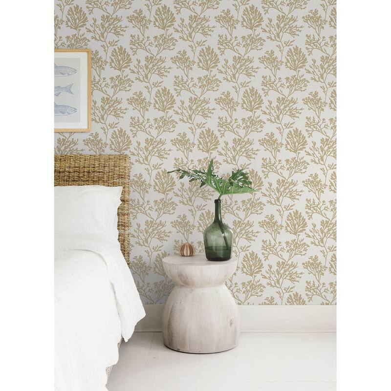 A-Street Prints Tortuga Gold Coral Weave Wallpaper
