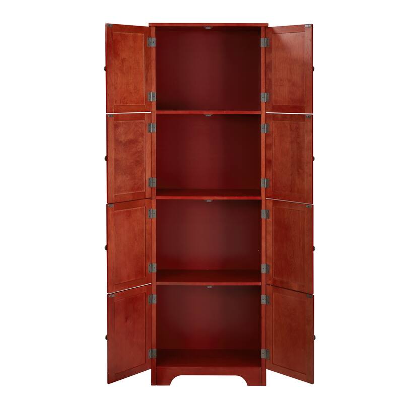 4-Tier Corner Kitchen Pantry Storage Cabinet with 8 Doors and Adjustable Shelves for Efficient Organization