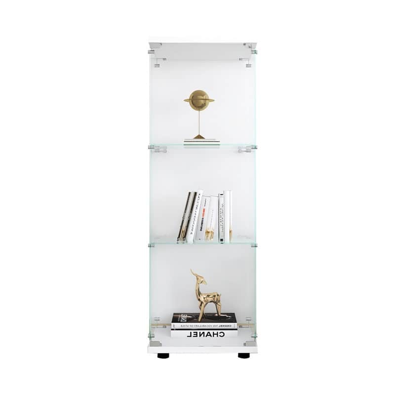 Modern Glass Curio Display Kitchen Cabinet File Cabinet with 3 Shelves