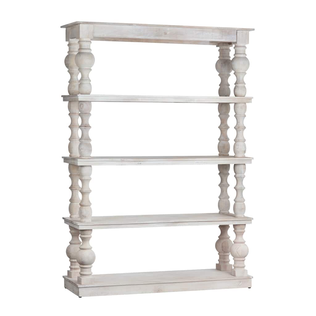 86 in. White Solid Wood 4 Shelf Etagere