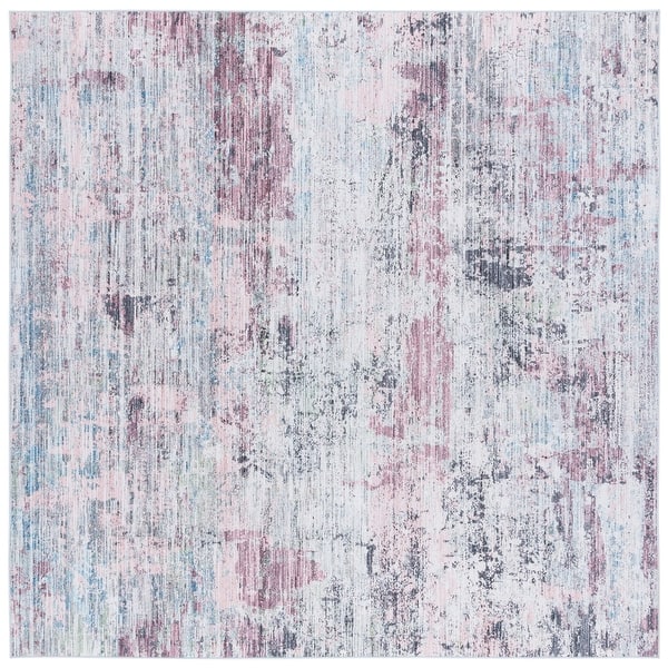 slide 2 of 8, SAFAVIEH Tacoma Machine Washable Slip Resistant Leonara Modern Abstract Rug 4' Square - Plum/Green - Square