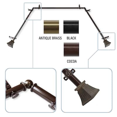 InStyleDesign Marlene 13/16" Bay curtain rod 20"-36", 38"-72"
