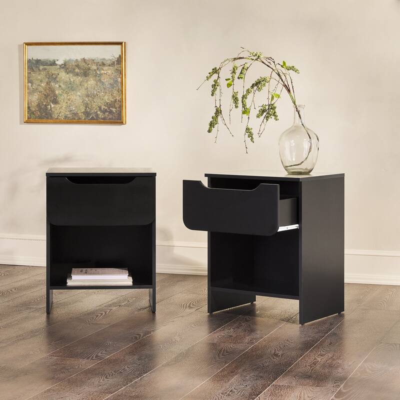 Middlebrook Designs Modern 1-Drawer Nightstand with Cubby (Set of 2)