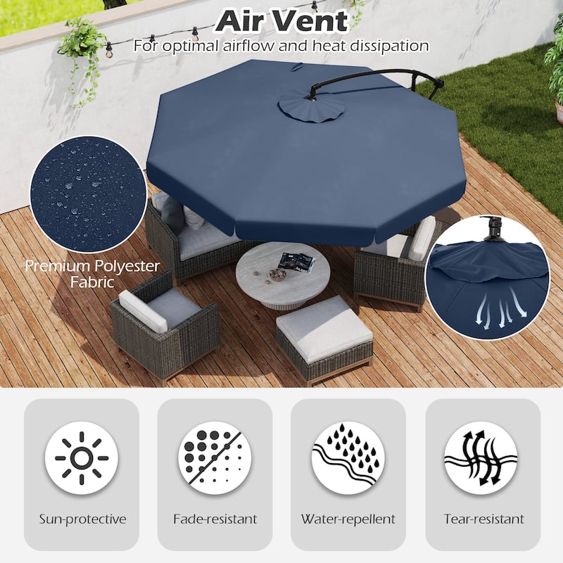 10FT Outdoor Cantilever Umbrella with Fade-Resistant Canopy Tilt Handle and Cover Included (Only Umbrella)