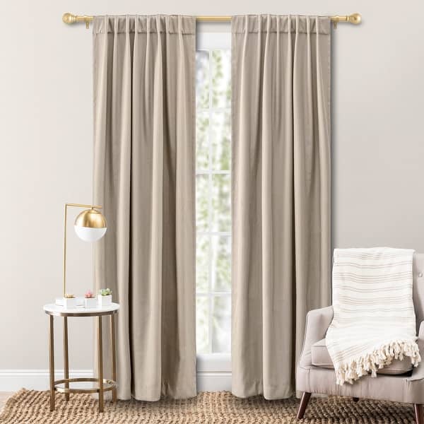 slide 2 of 3, Grand Pointe Premium Dotted Rod Pocket w/Back tabs Curtain Panel 54"W x 63"L - Natural