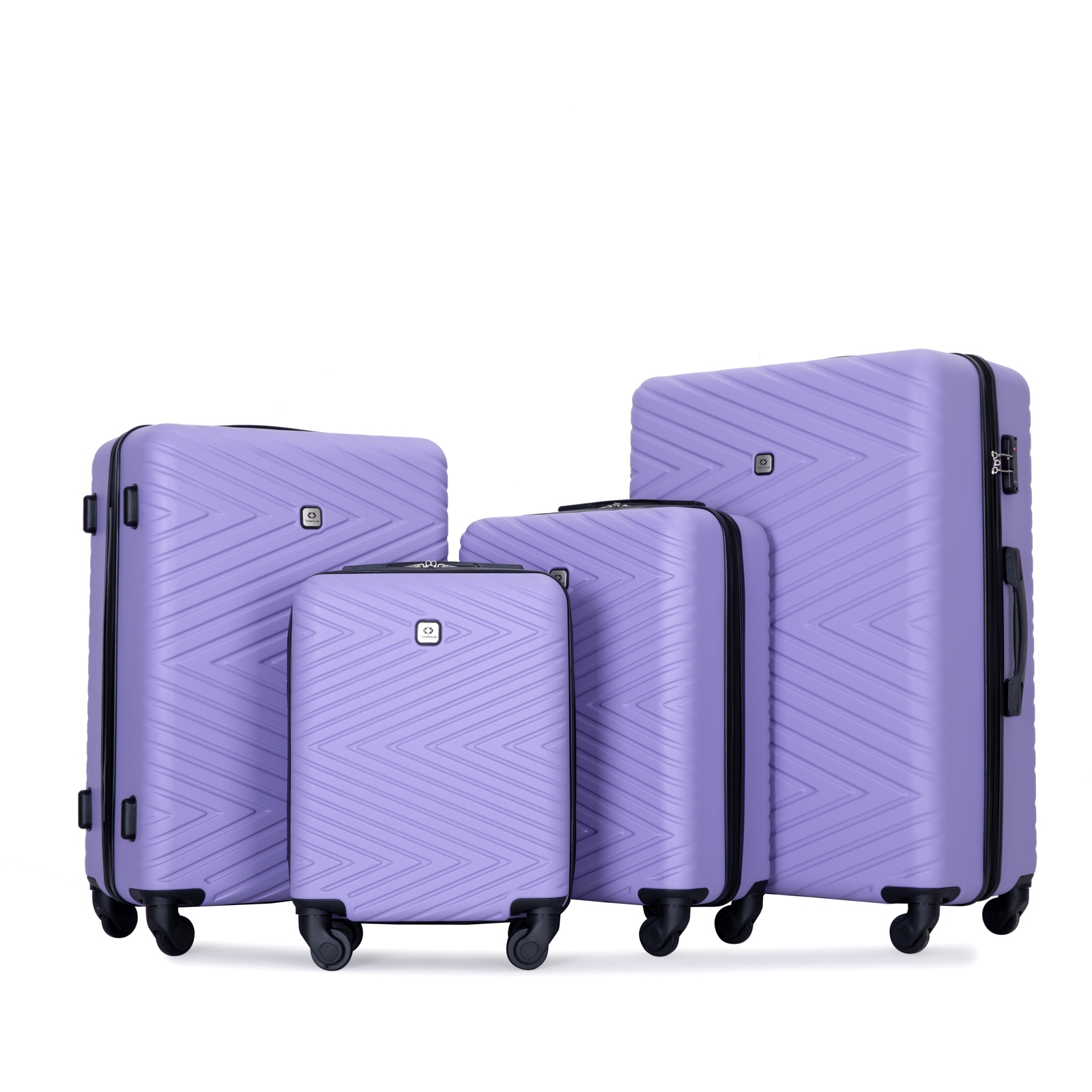 4-Piece, Modern Lightweight Luggage with Swivel Wheels and TSA Lock, for Boarding Travel, Light Purple