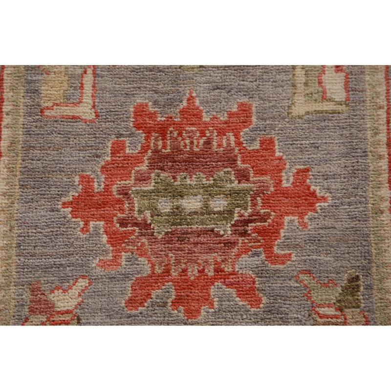 Hand Knotted Oriental 100% Wool Carpet Transitional All-Over Greys & Charcoal Oushak Runner Rug - 9' 8'' X 2' 8''