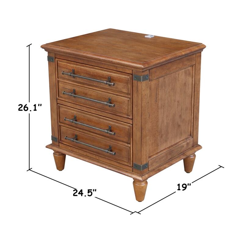 International Concepts Solid Wood 2-Drawer Nightstand with USB Charging